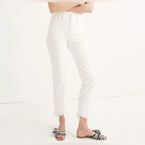 Madewell The Perfect Summer Jean High Rise Deconstructed Hem Tile White Size 25 - Picture 1 of 7